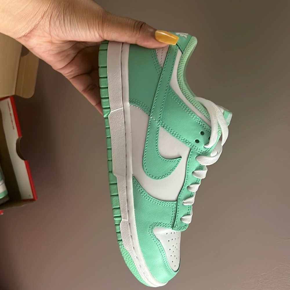 BASICALLY NEW, ONLY WORN ONCE! IN THE BOX! Green Glow Nike low top dunks